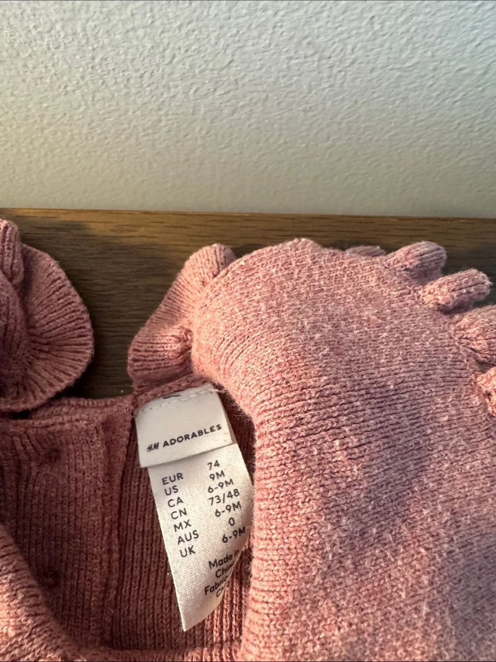 H&M Adorables Soft Pink Knit Kids Matching Set with Ruffle Collar 6-9M